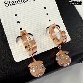 Сережки мед.сталь24К 10534 (2,7см.)